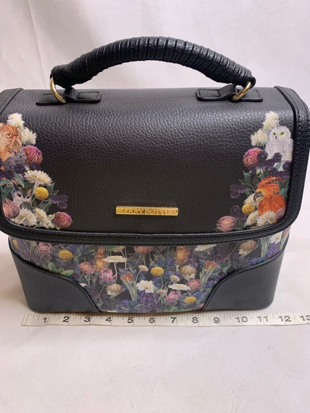BoxLunch Exclusive Harry Potter Botanical Pets Handbag Hedwig Crookshanks Floral - Picture 11 of 12